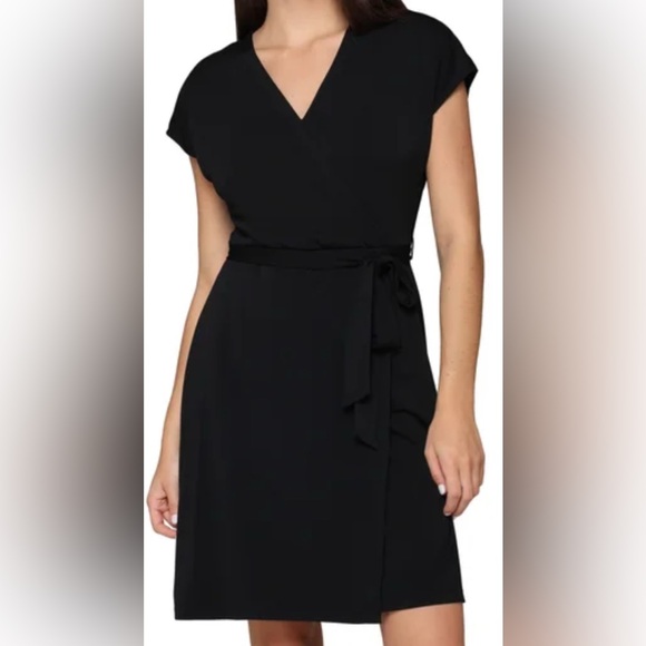NINE WEST size SMALL Elegant Black Faux Wrap Dress - Picture 1 of 6